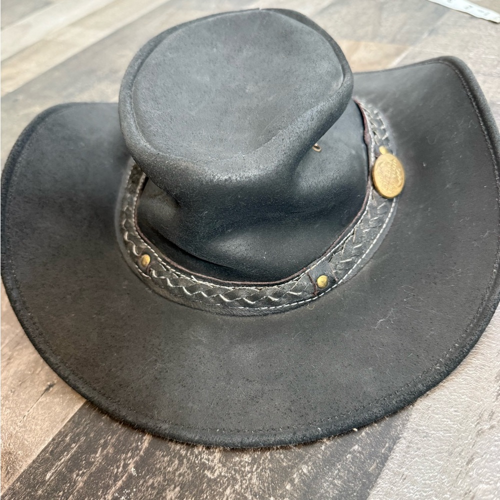 Outback Survival Gear Black Leather Western Hat | Crushable Buffalo Leather | Sm - Picture 2 of 6